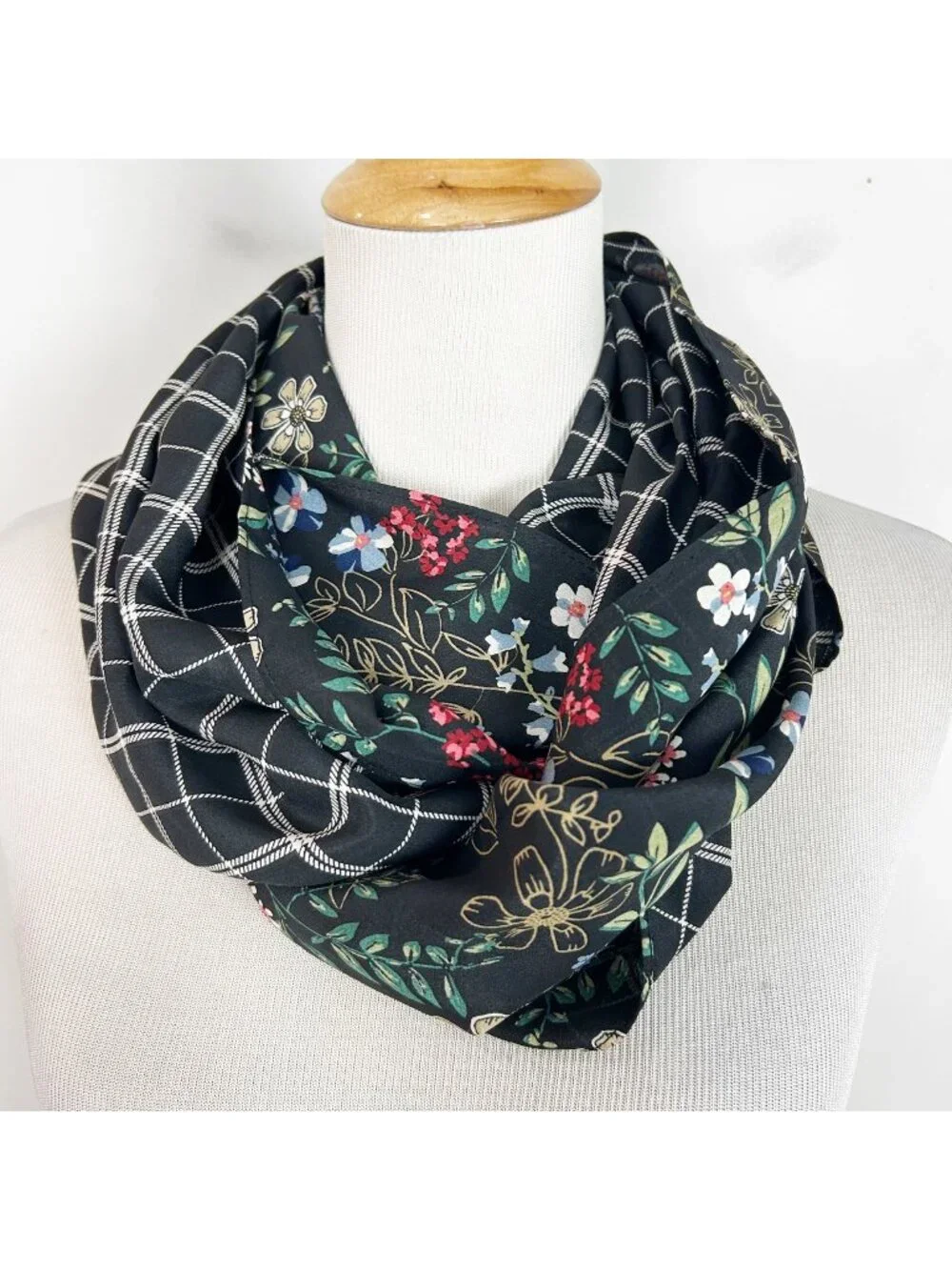 J.Jill 100% Silk Reversible Infinity Scarf Lightweight Spring Summer Women's